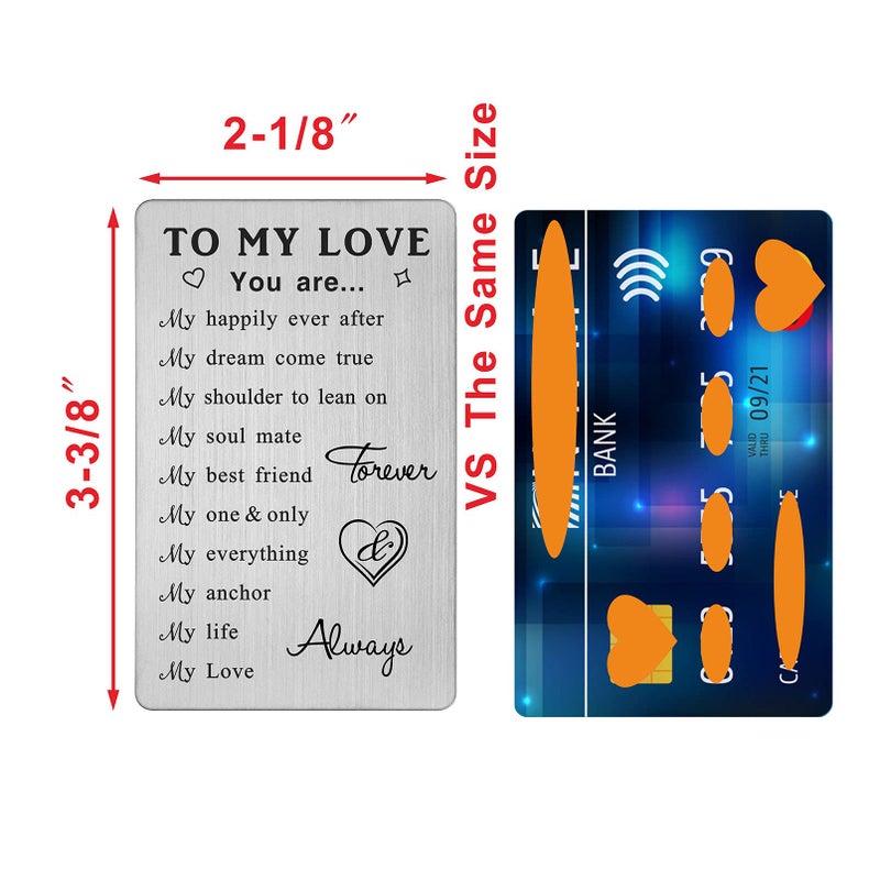 TANWIH To My Love Wallet Card Gifts  10 Reasons Why I Love You  Romantic Anniversary Cards Gift for Her Him  Wedding Christmas Presents - Image 2